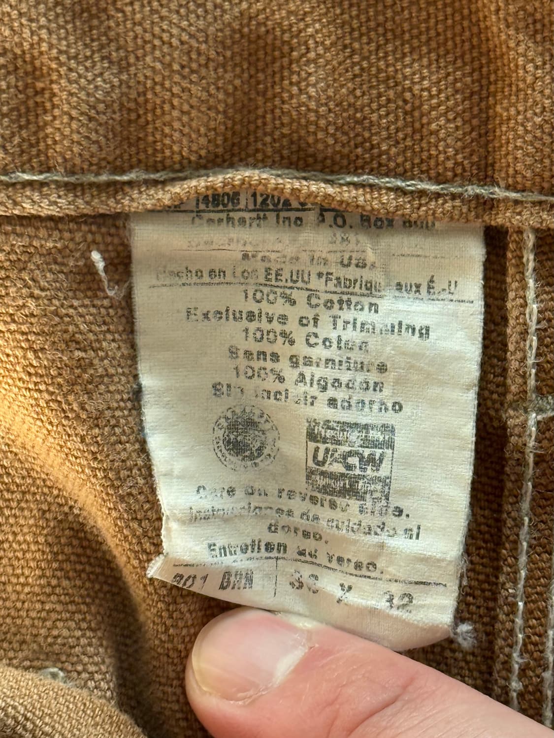 [36x32] 빈티지 칼하트 B01 더블니 브라운 (02제조) 상품이미지3