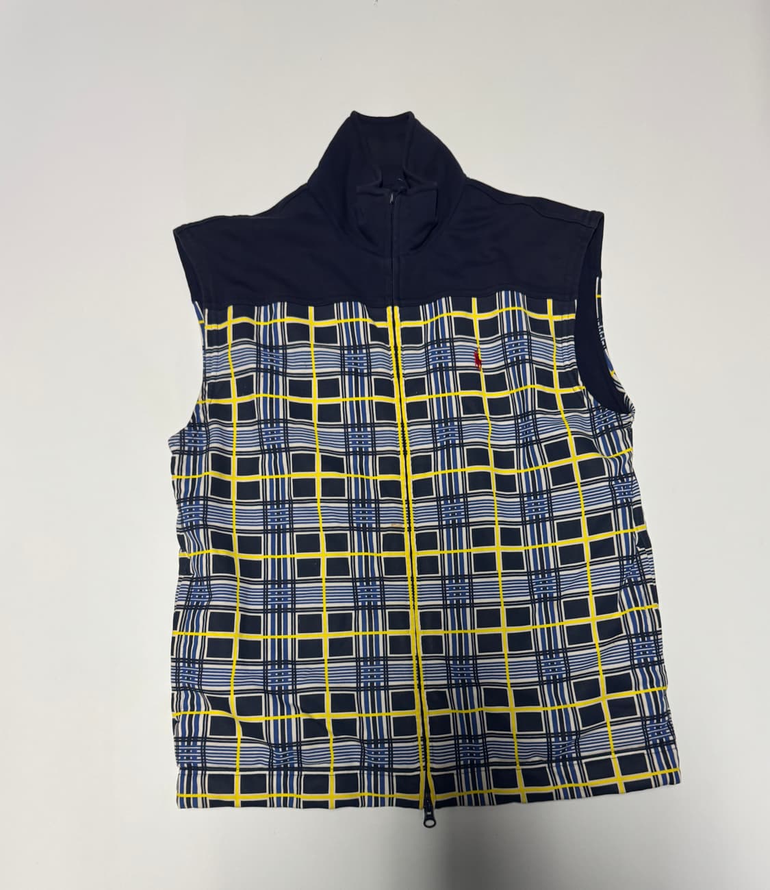 공용 희귀 !! 폴로 랄프로렌 체크 코튼 집업 베스트 M 상품이미지1