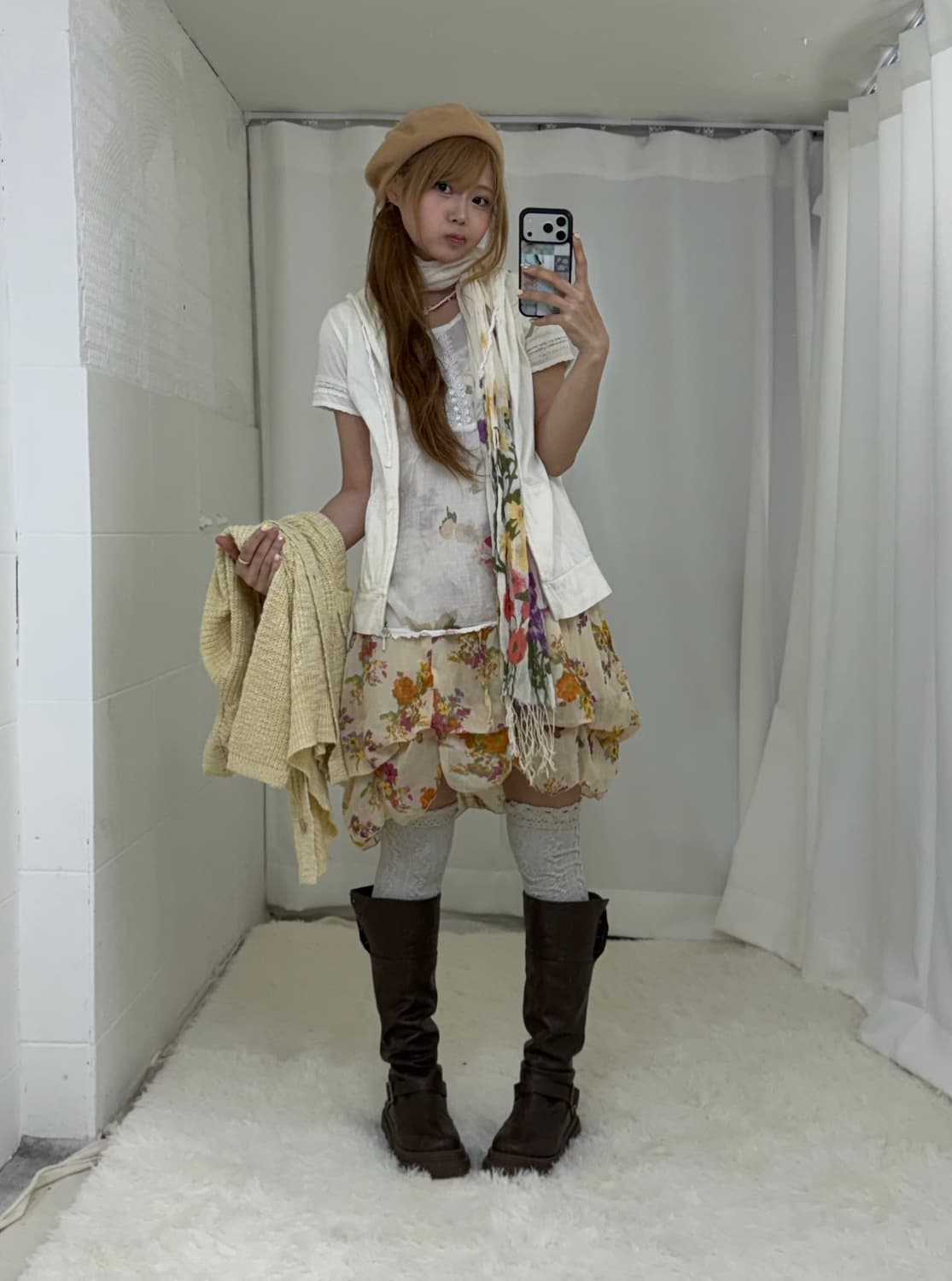 베이지 플라워 하구미 모리걸 소녀 코디세트 상품이미지2