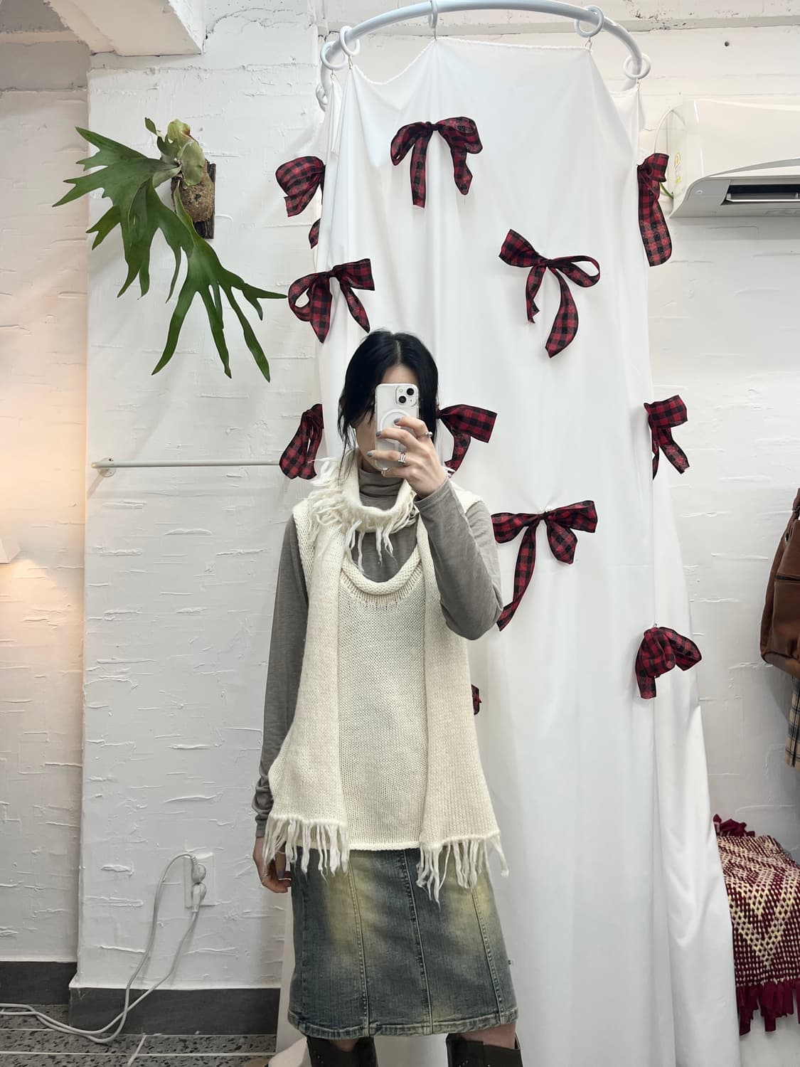 ivory cozy knit vest 상품이미지3