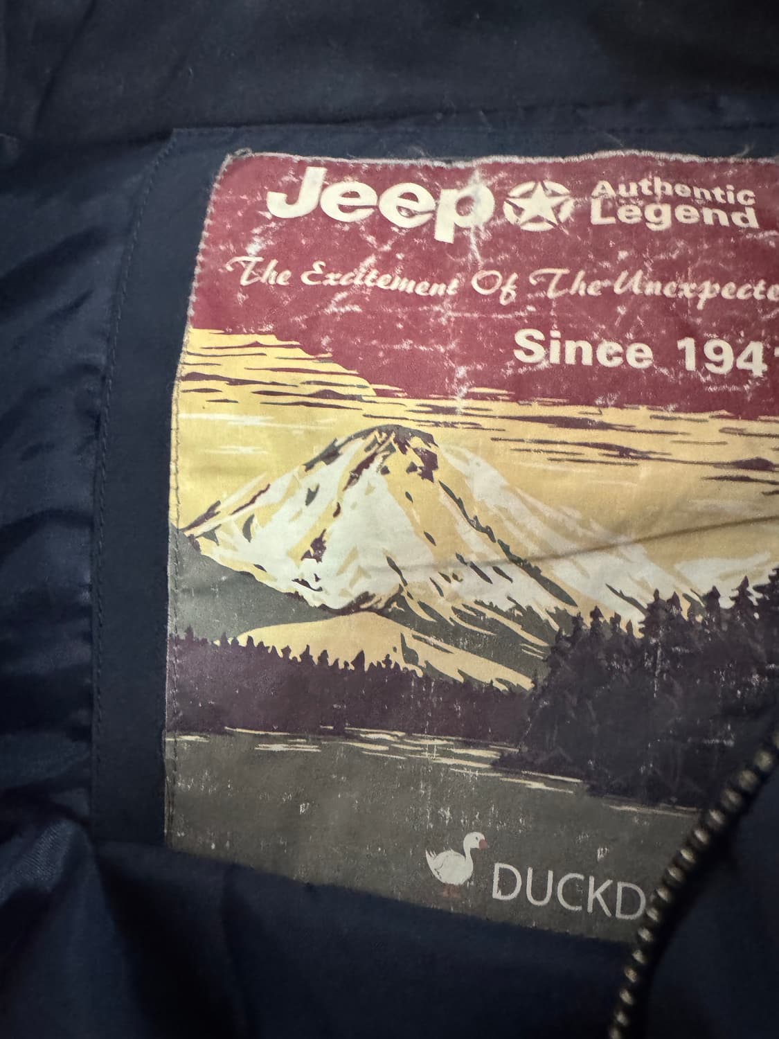 여성 지프 Jeep 뒷 프린팅 덕 디운 네이비 조끼패딩 상품이미지3