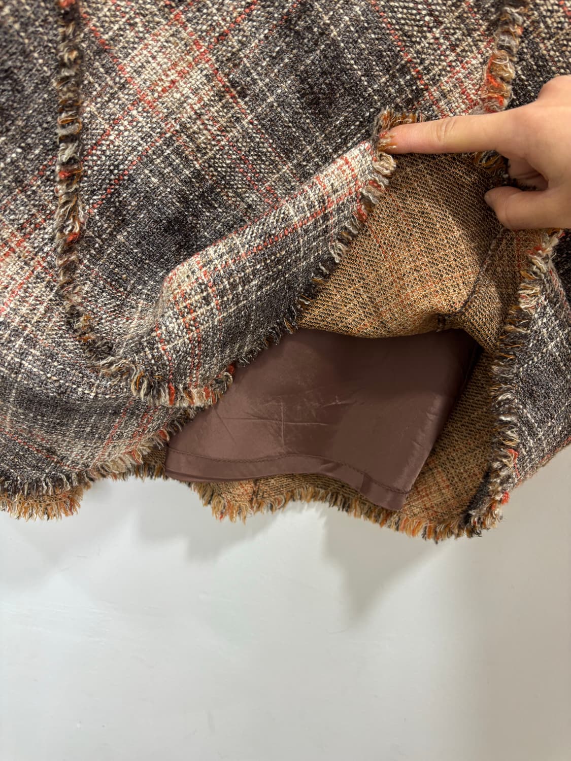 Juno 일본 빈티지 체크 트위드 태슬 울 스커트 치마 상품이미지5