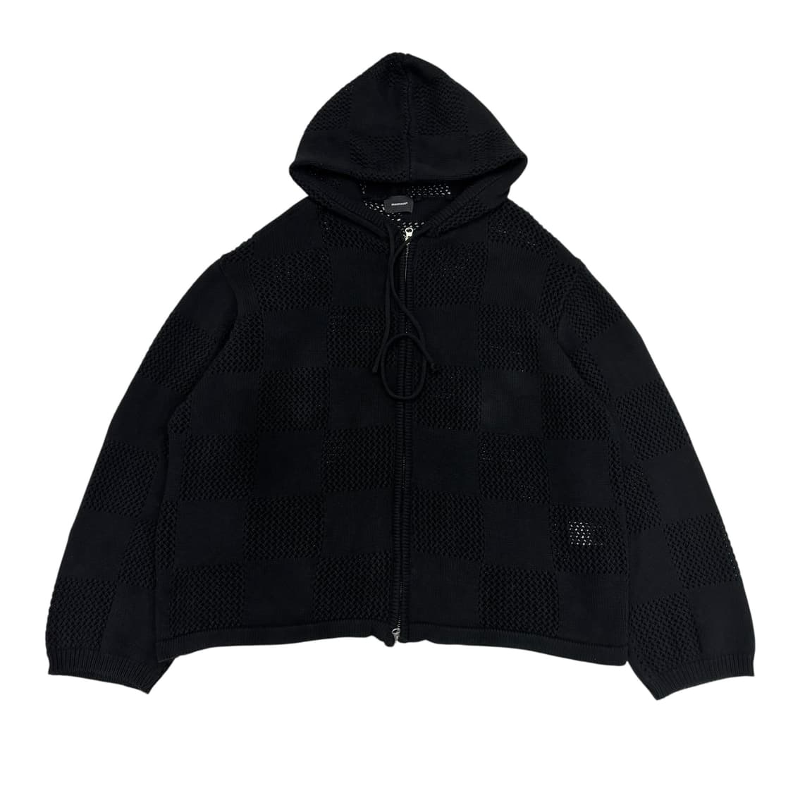 매스노운 블랙 펀칭 니트 집업 상품이미지1