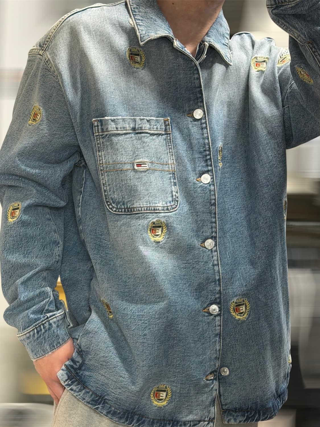 타미힐피머 로고 패턴 세미 롱 청자켓 상품이미지7