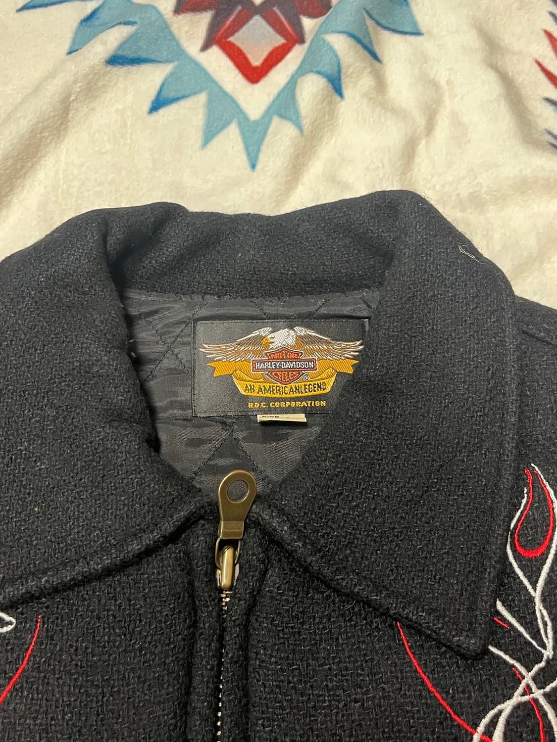 00‘s 할리 데이비슨 플레임 엠브로이더리 블루종 자켓 상품이미지5