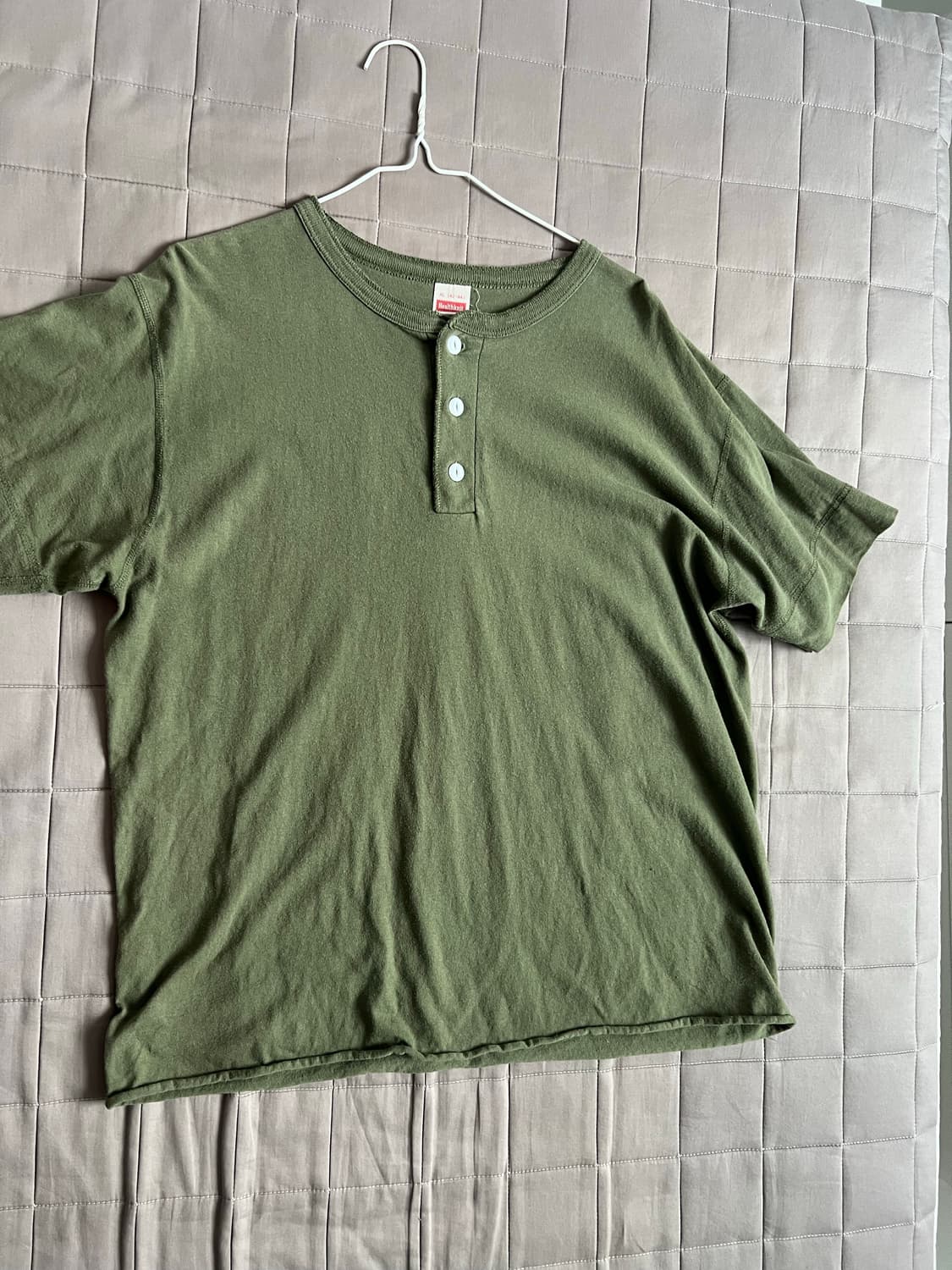 헬스니트 티셔츠 카키 헨리넥  xl 상품이미지1