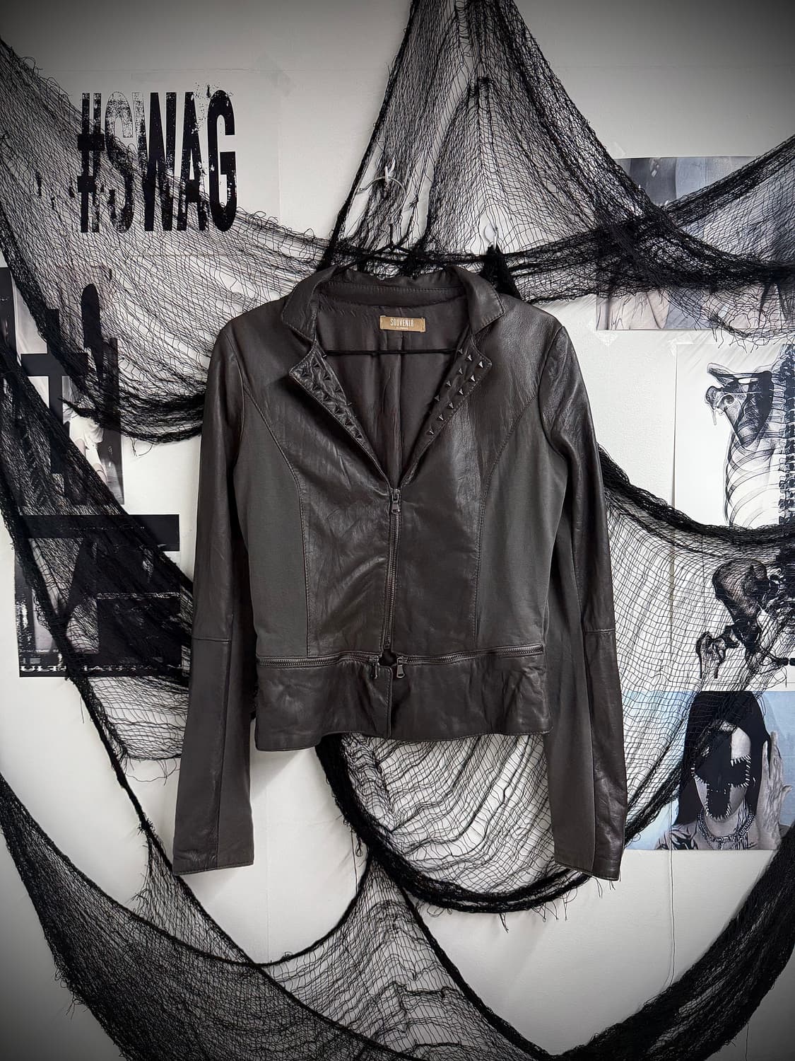 Studs detail real leather jacket 상품이미지4