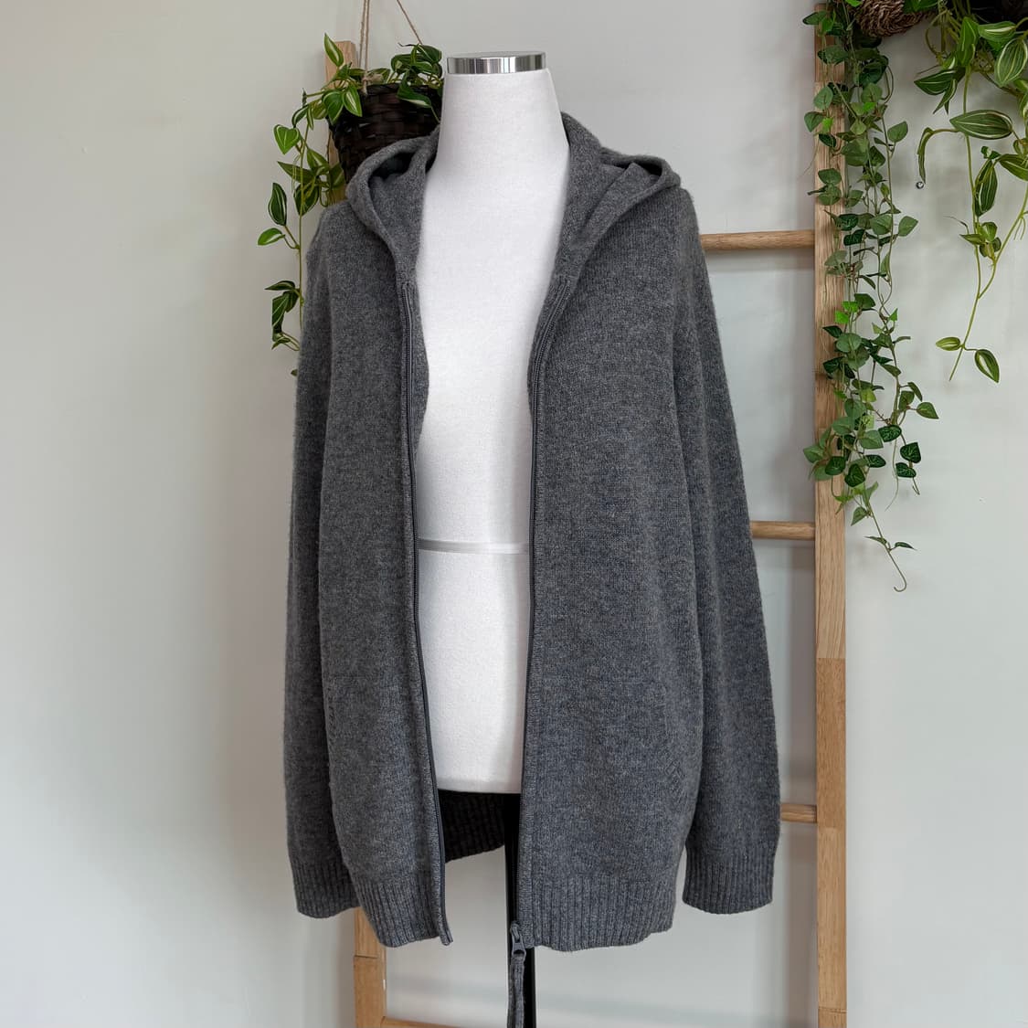 JPN/ 그레이울후드집업 울후드집업 레이후드집업 모리걸후드집업 상품이미지6