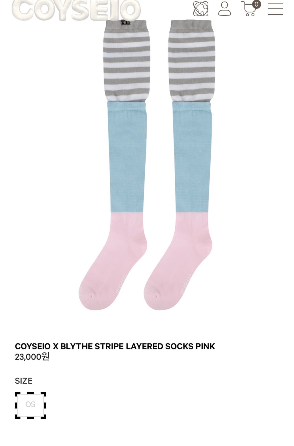 코이세이오 브라이스 스트라이프 레이어드 삭스 핑크 양말 스타킹 상품이미지1