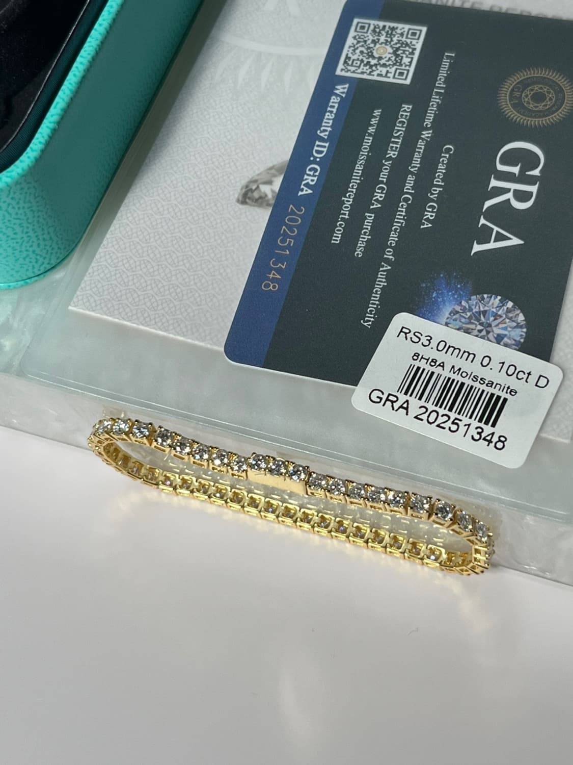 *새상품* 모이사나이트 4프롱 18k 옐로우골드 원터치 테니스 은팔찌  상품이미지3