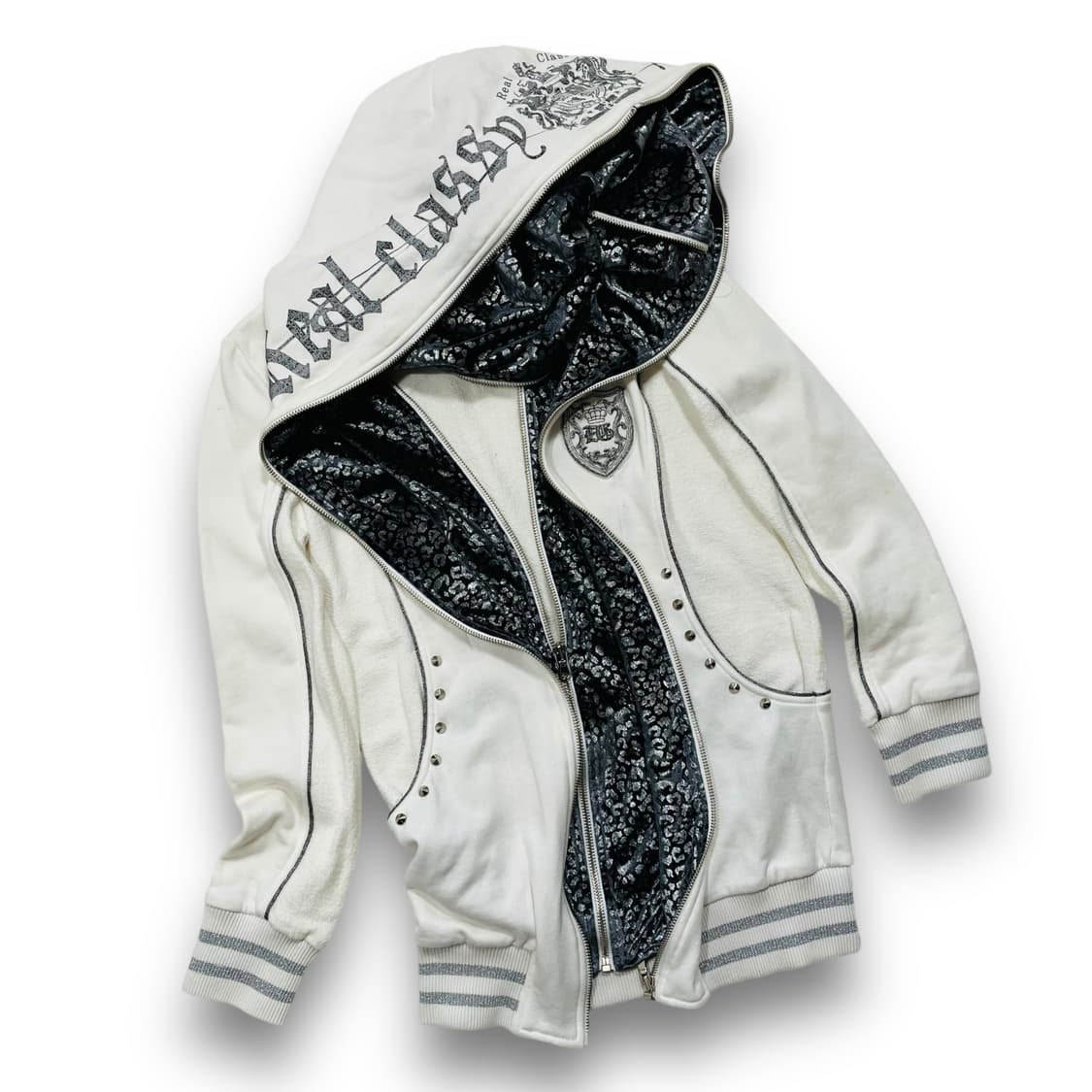 에고이스트 y2k 펑크 갸루 더블 지퍼 슬림 후디 집업 상품이미지1