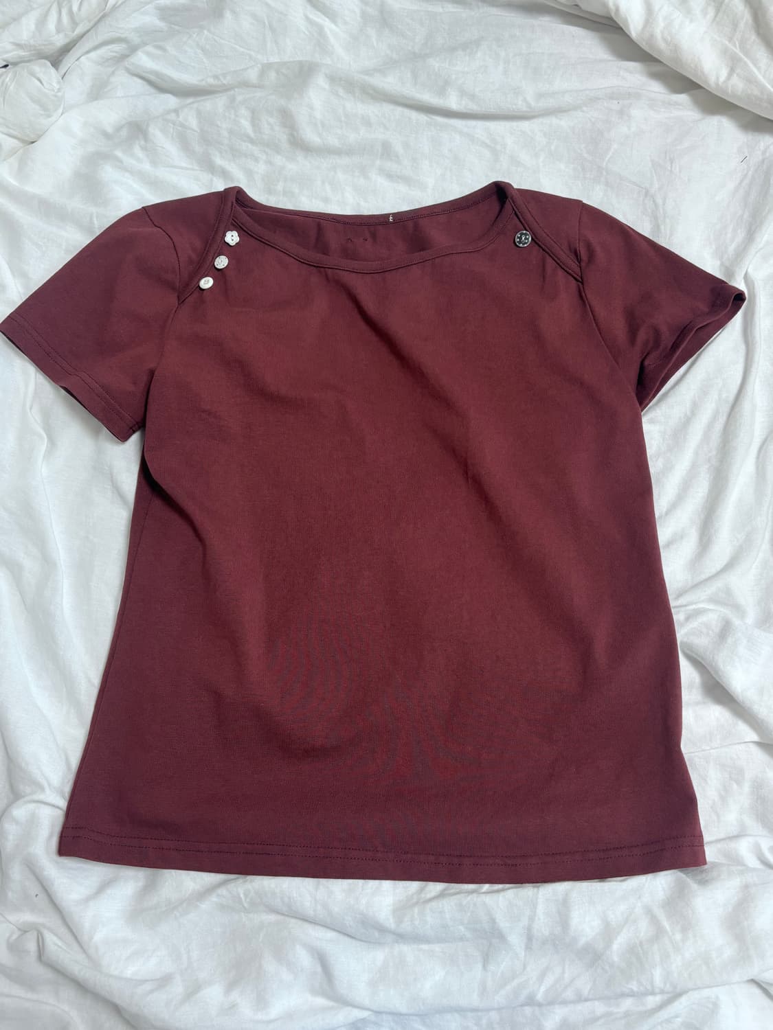 오헤시오/DOT BUTTON T-SHIRT, BURGUNDY  상품이미지1