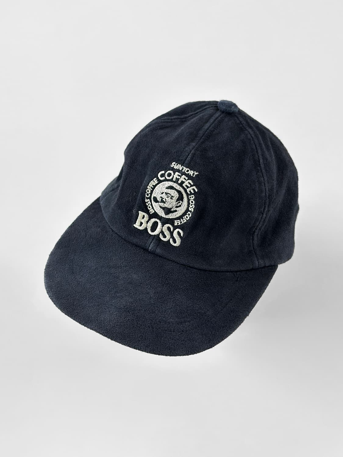 90s 빈티지 산토리 보스 커피 돈피 스웨이드 로고 모자 상품이미지1
