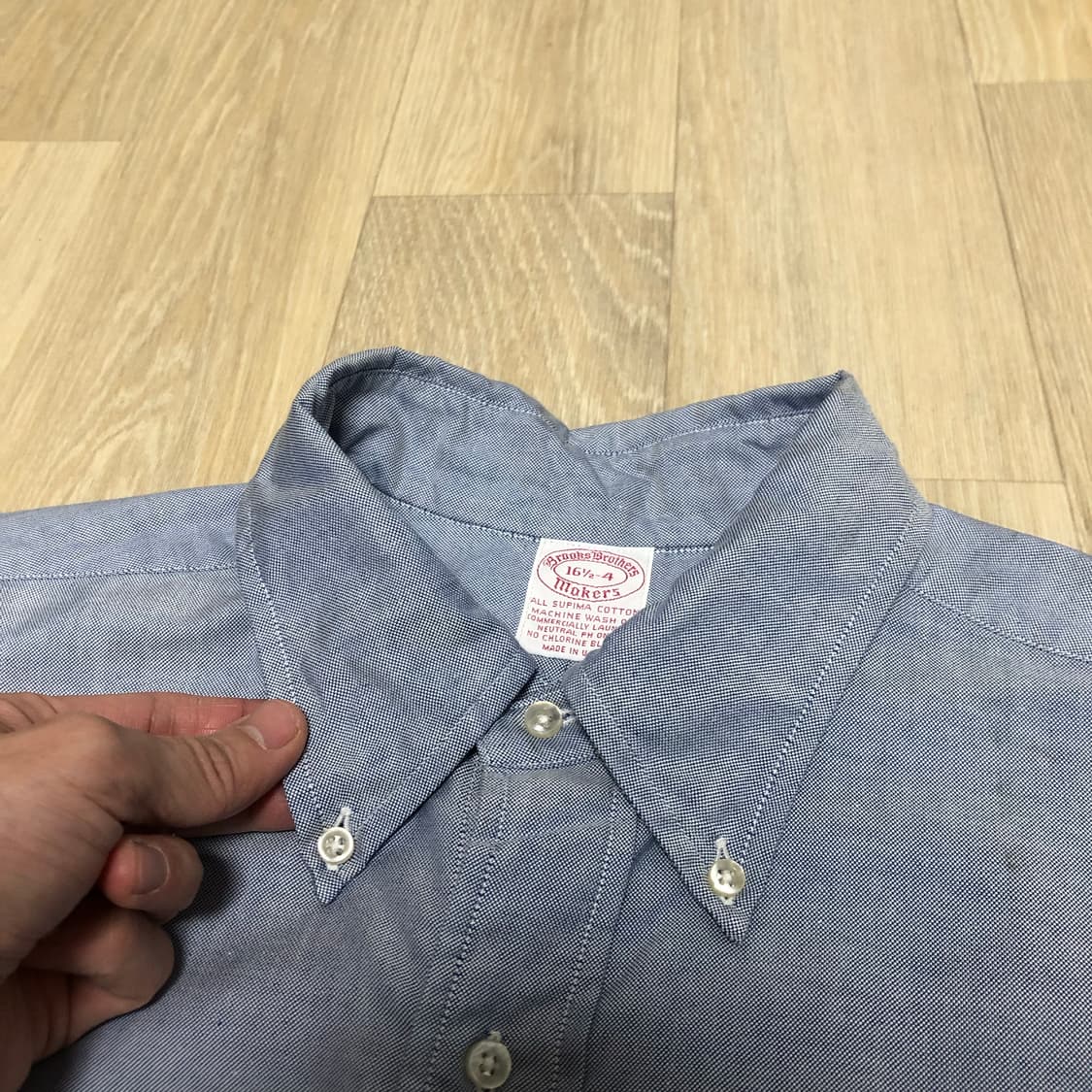 (XL-XXL) 90's 브룩스 브라더스 미국제 옥스포드 셔츠 블루 상품이미지7