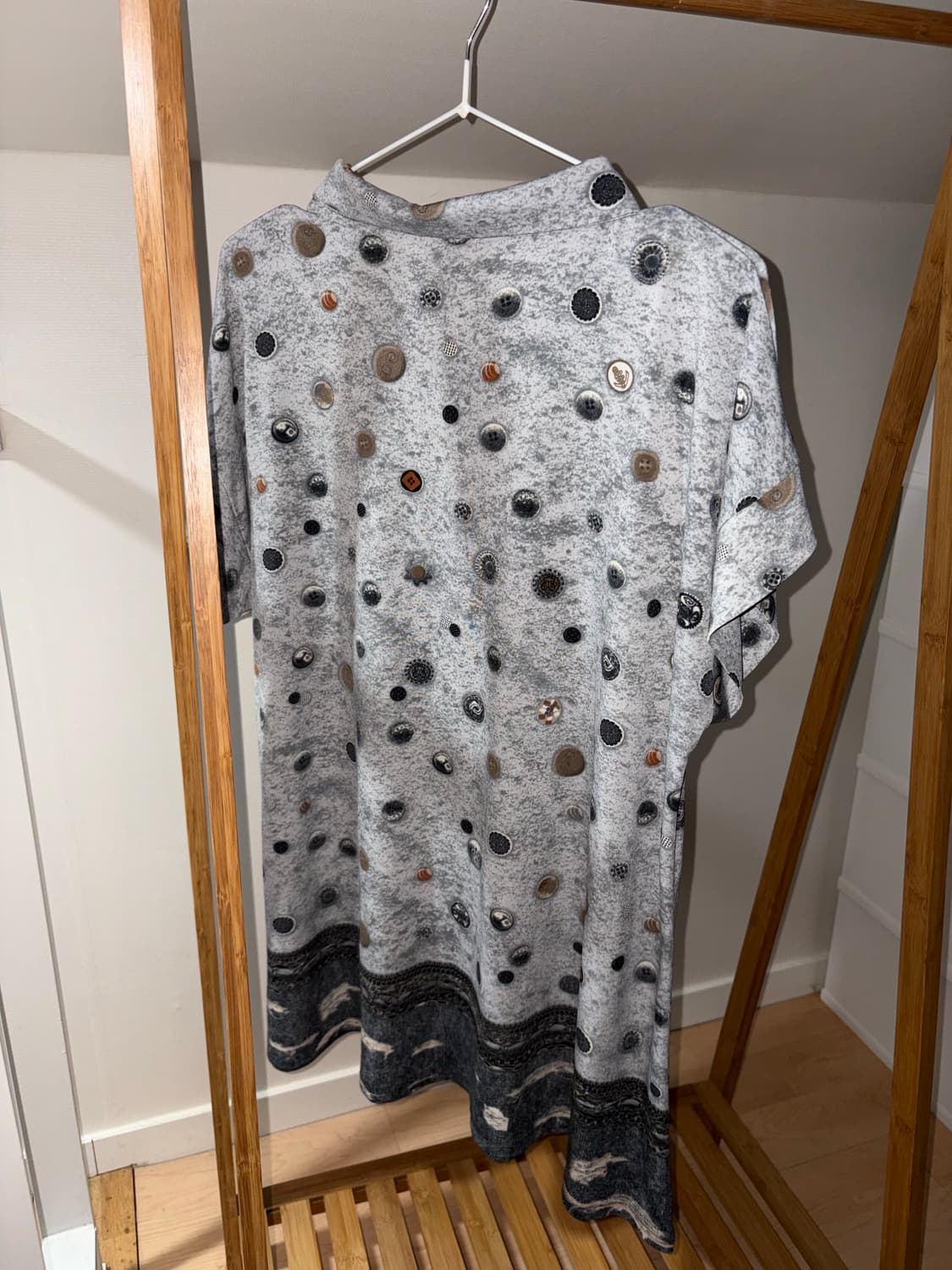 모리 너드 단추패턴 반팔 슬리브 뉴진스 해린깔 상품이미지2