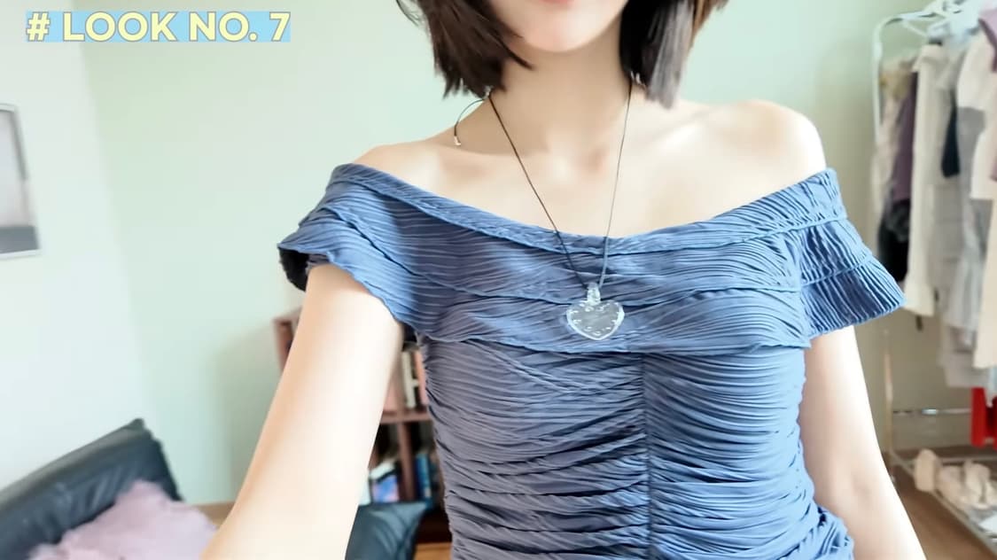 아수라-WAVE JACQUARD FRILL T (NAVY) 상품이미지6