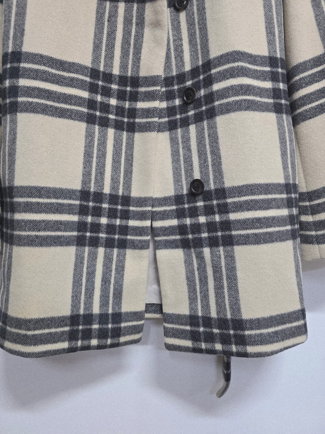 시스템 체크 패턴 모직 코트 상품이미지2