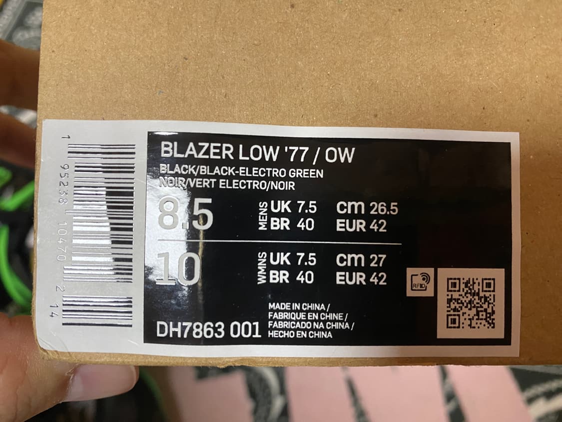 오프화이트 x 나이키 블레이저 로우 블랙 265 상품이미지5