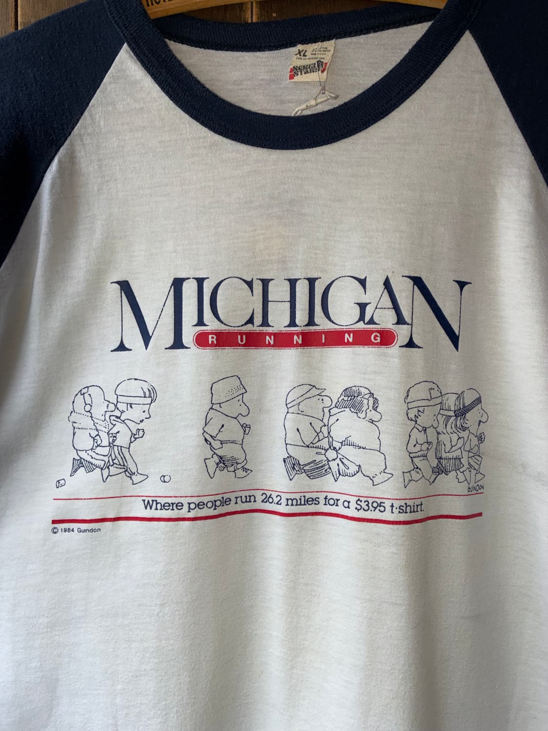 80s Michigan Running Raglan Tee USA 상품이미지3