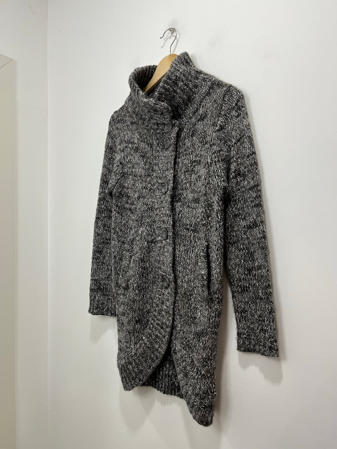 일본 빈티지 모리걸 하이넥 그레이 니트 롱가디건 상품이미지5