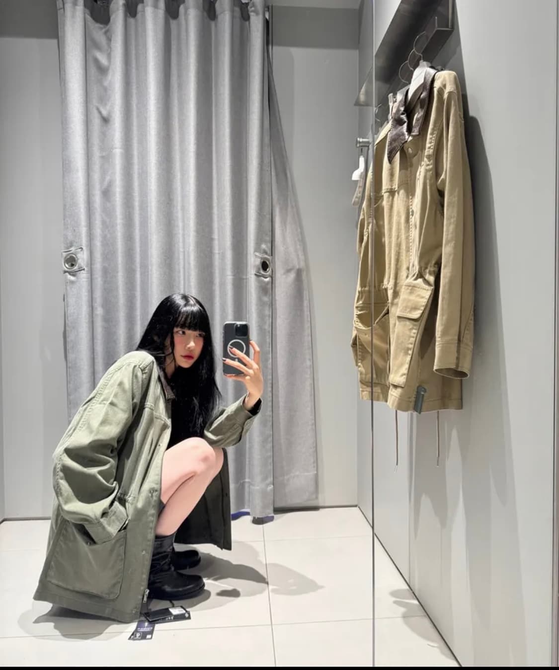 무탠다드 우먼즈 워시드 코튼 헌팅 재킷 카키 상품이미지3