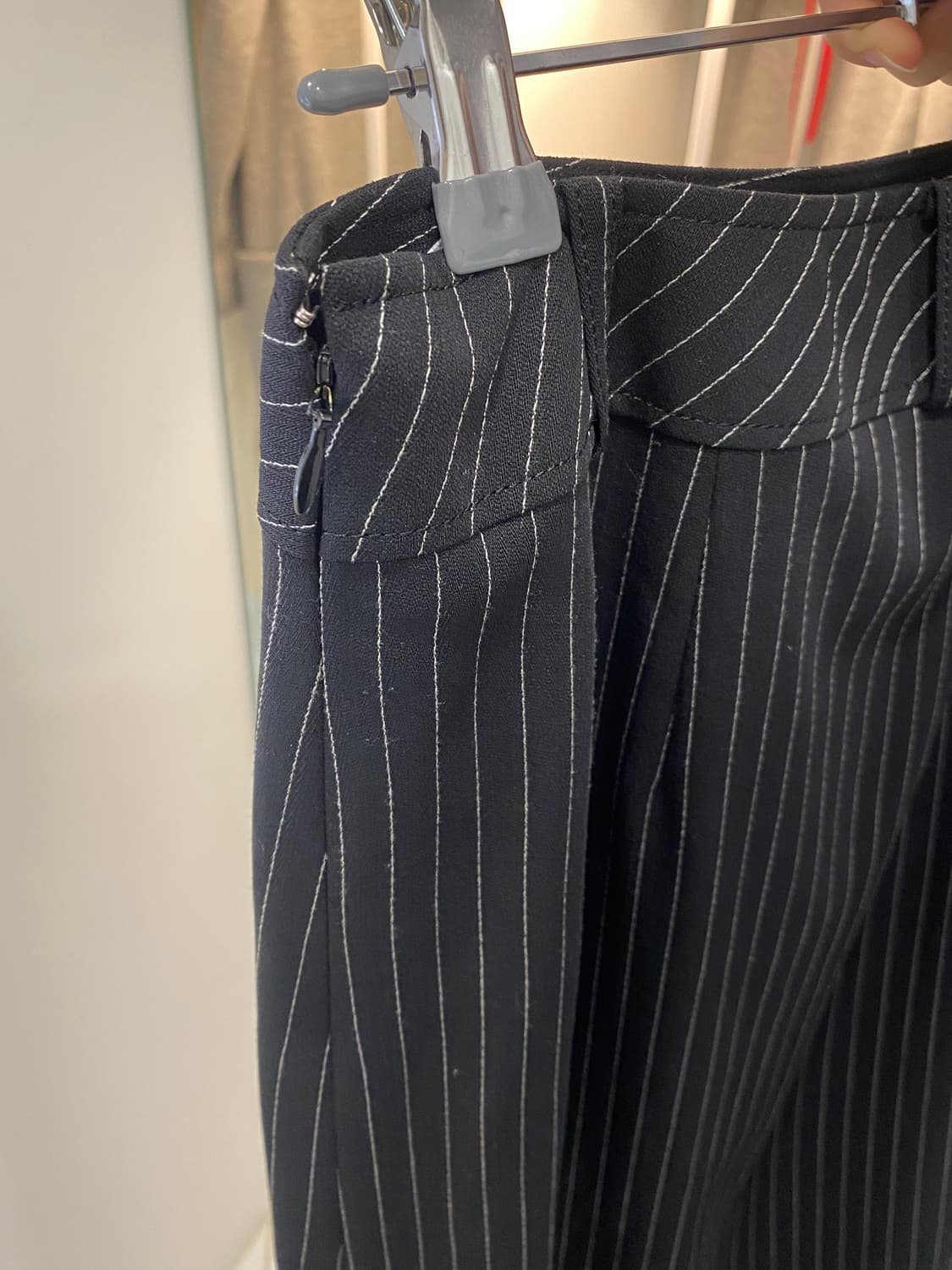 일본빈티지 세로 줄무늬 블랙 미디스커트 상품이미지3