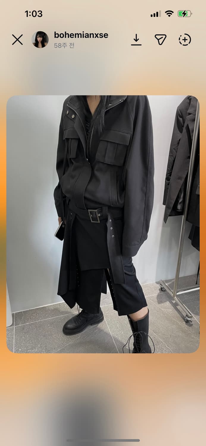 보헤미안서울 아웃포켓 오버핏 블라우스 블랙 상품이미지1