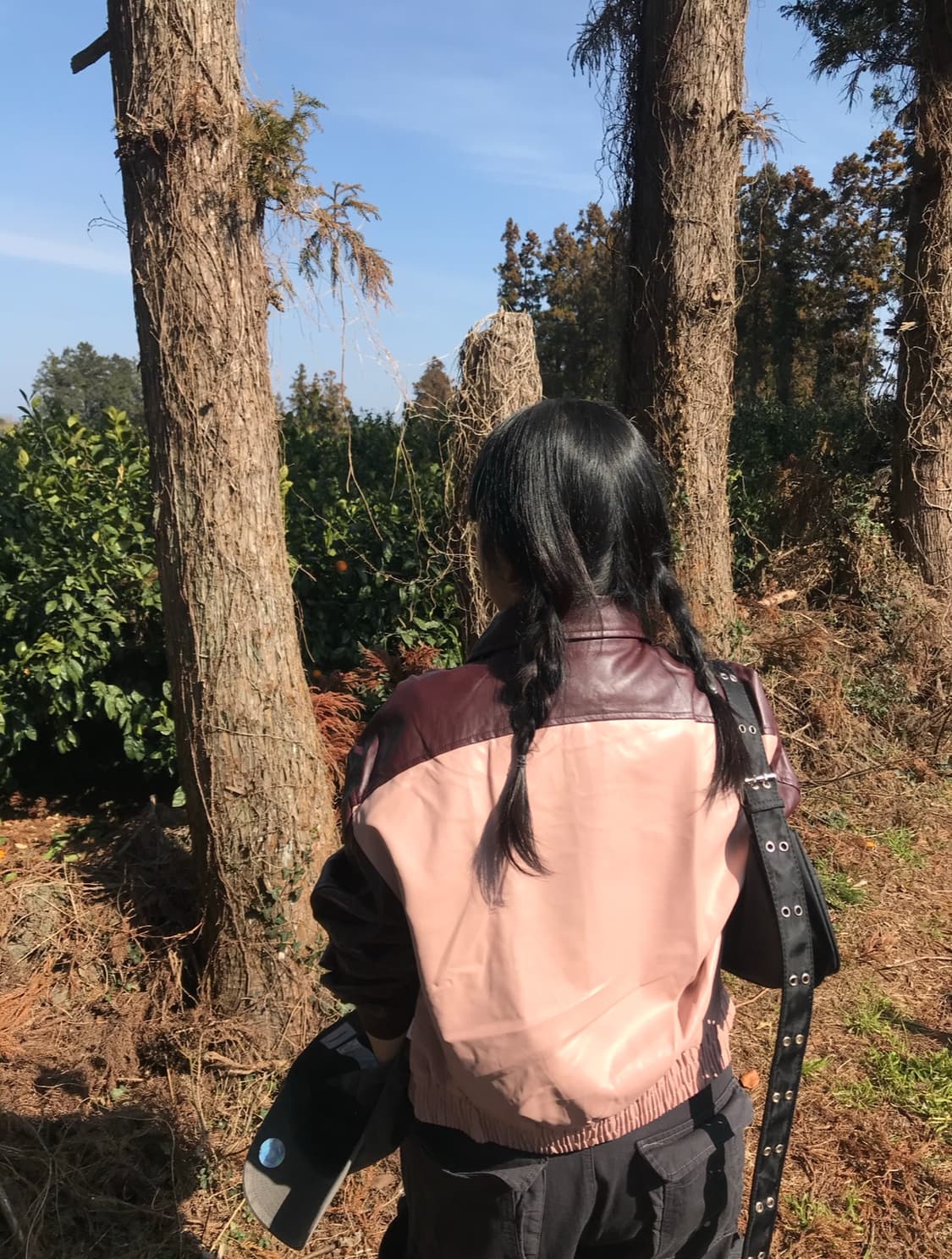 오디너리 홀리데이 배색 레더 자켓  상품이미지1