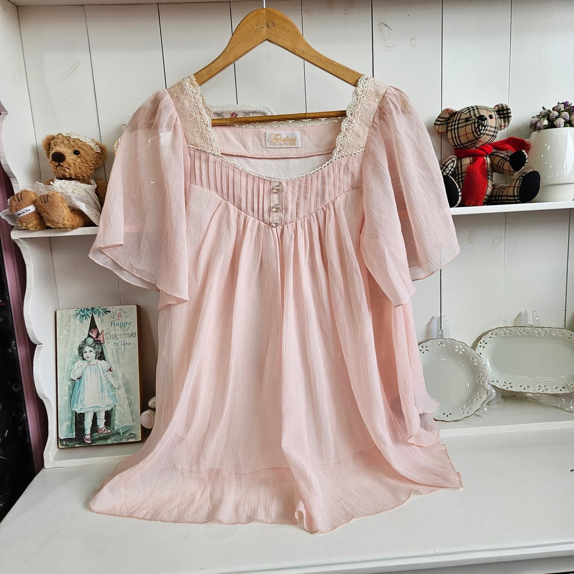 0327베이비핑크 쉬폰 튜닉원피스형 블라우스 상품이미지4