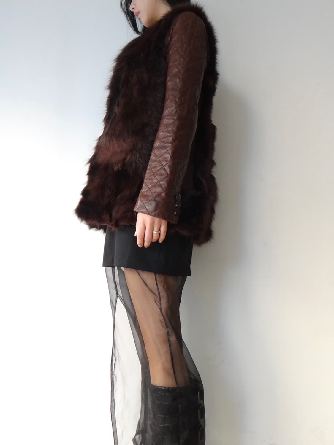 Dual cashmere fur leather jacket  상품이미지3