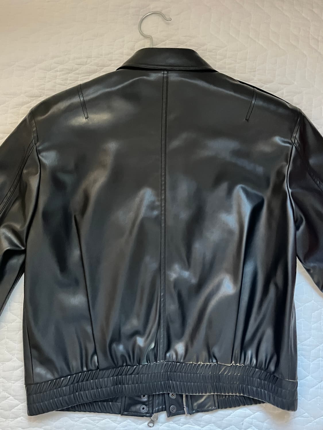 유스 레더 봄버 자켓 블랙 M 상품이미지3