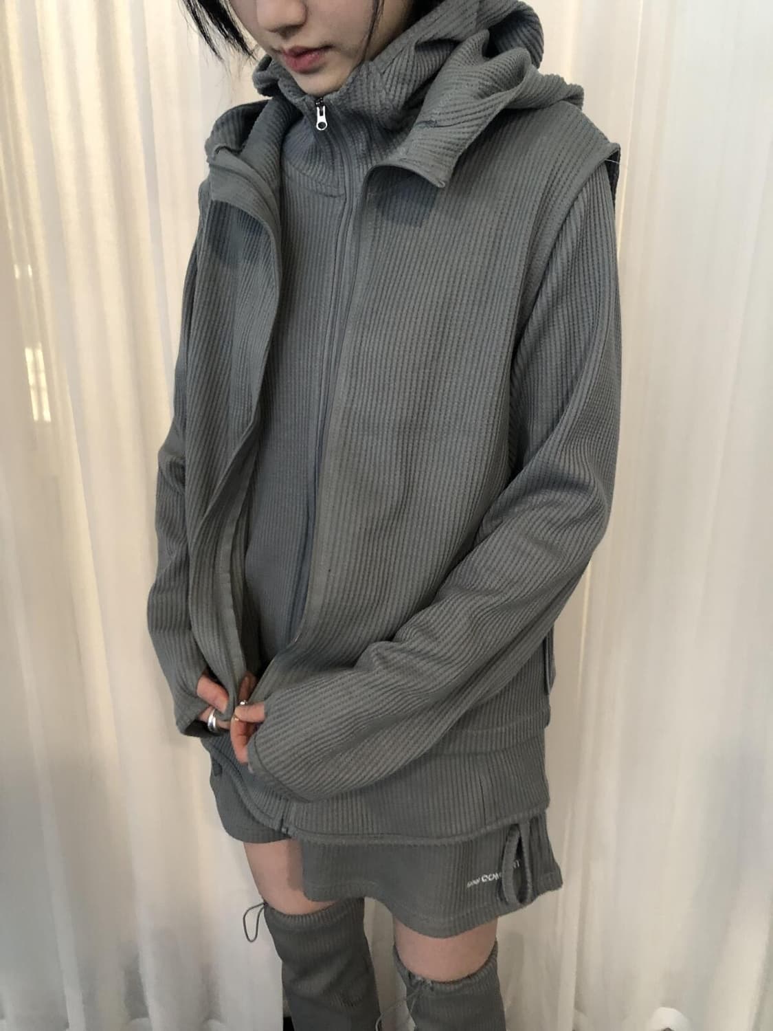 24-001 WAFFLE VEST (DOVE) 상품이미지3