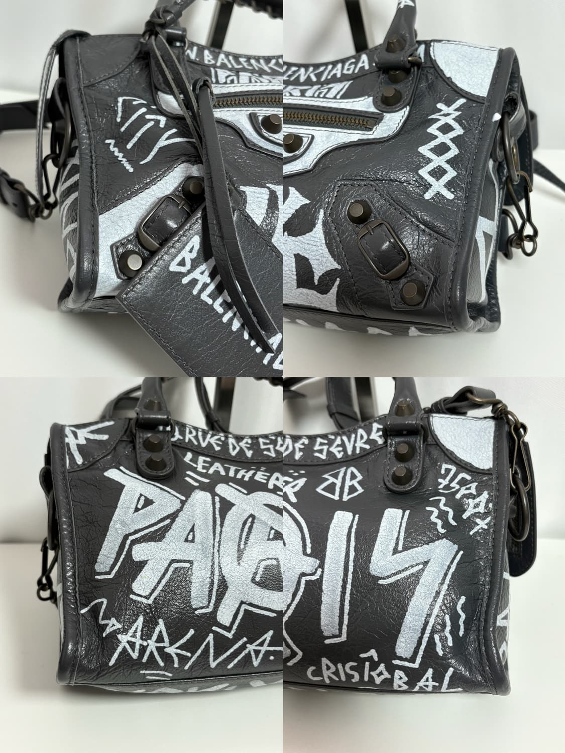 발렌시아가 그래피티 모터백 미니 그레이 상품이미지10