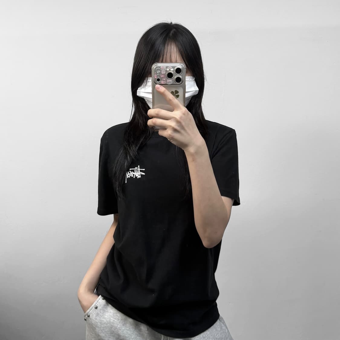 스투시 베이직 로고 반팔티 블랙 상품이미지1