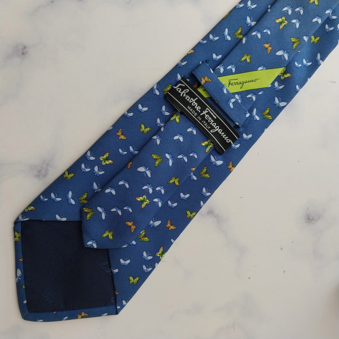살바토레 페라가모 블루 나비 모티브 넥타이 9.5cm A등급 K2542 상품이미지5