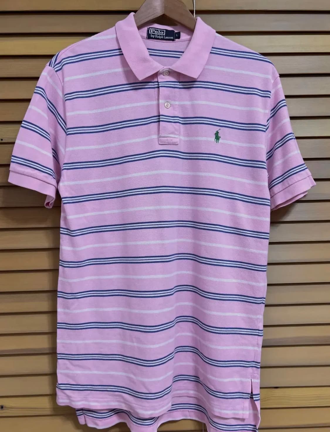 폴로랄프로렌 남성 핑크스트라이프 PK카라반팔티셔츠 L 상품이미지2
