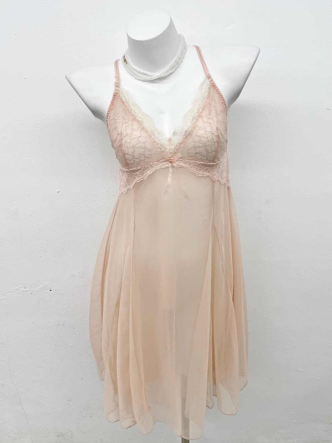 핑크 시어 샤인 레이스 슬립 상품이미지1