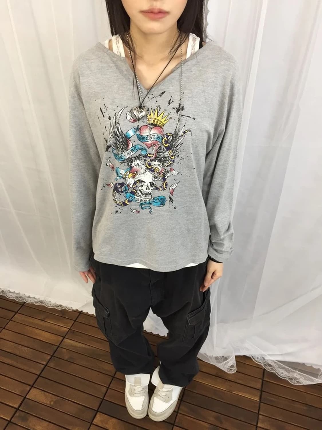 JPN Skull Crown Graphic Long Sleeve 상품이미지3