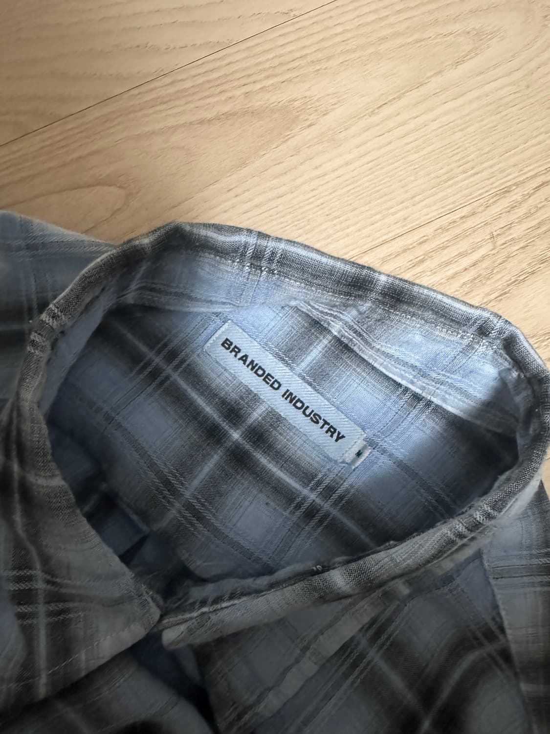 브랜디드 올데이 체크셔츠 (dyed blue) 상품이미지3