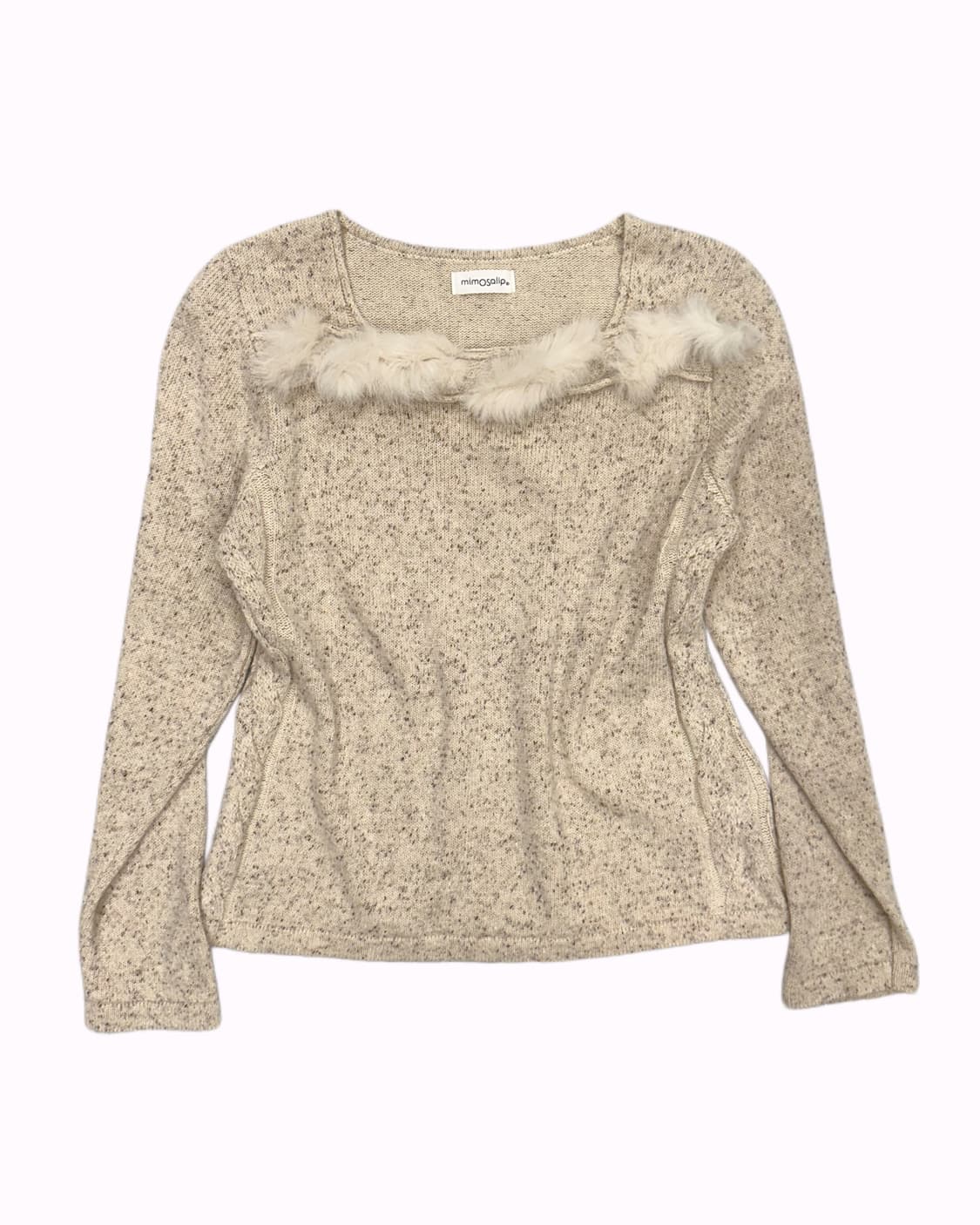 fur treaming beige wool knit 상품이미지1