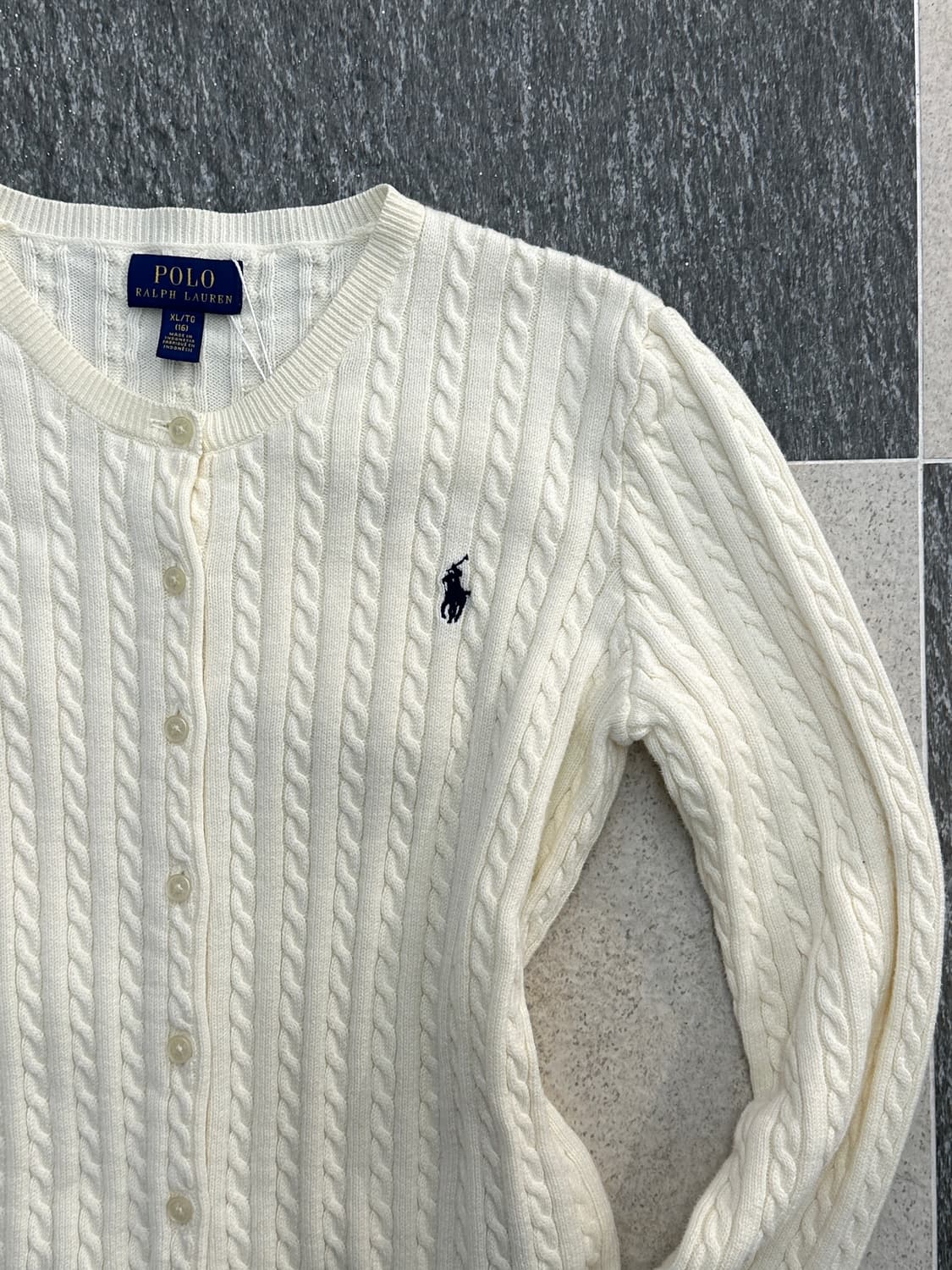 폴로 랄프로렌 아이보리 네이비포니 케이블 니트 가디건 상품이미지7