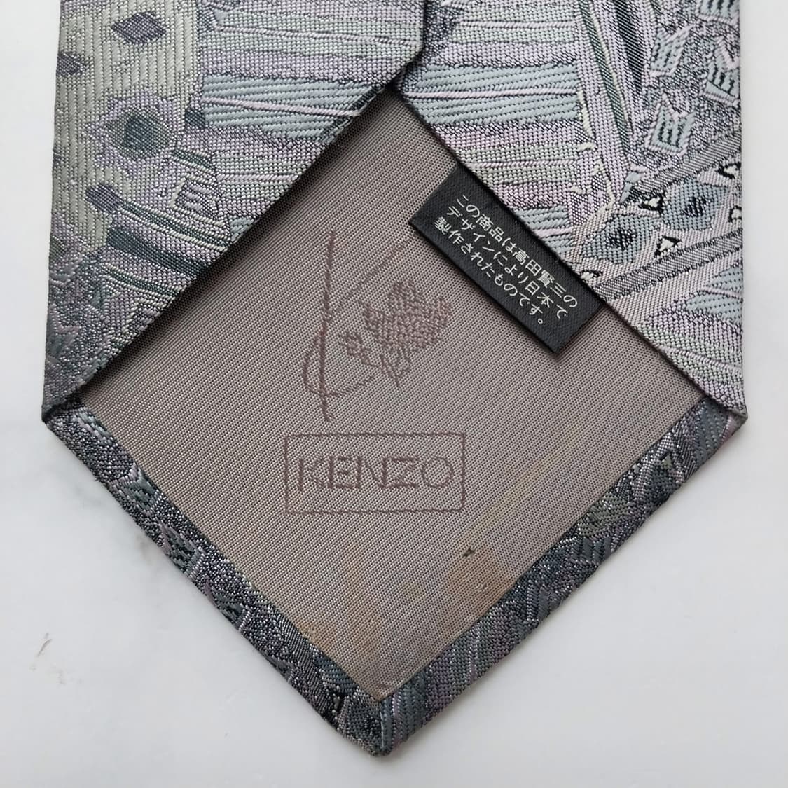 겐조 실크 그레이 지오메트릭 넥타이 9cm A~B등급 K1090
 상품이미지9