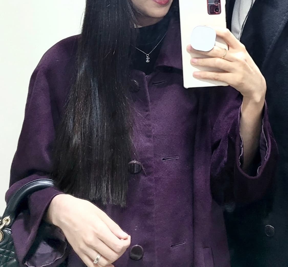 캐시미어 100% 롱코트 싱글코트 퍼플색 자주색 상품이미지8