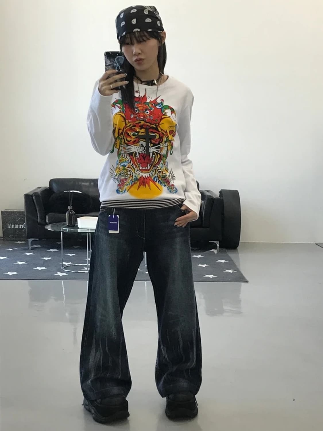 일본 빈티지 데님 로우 와이드 팬츠 상품이미지4