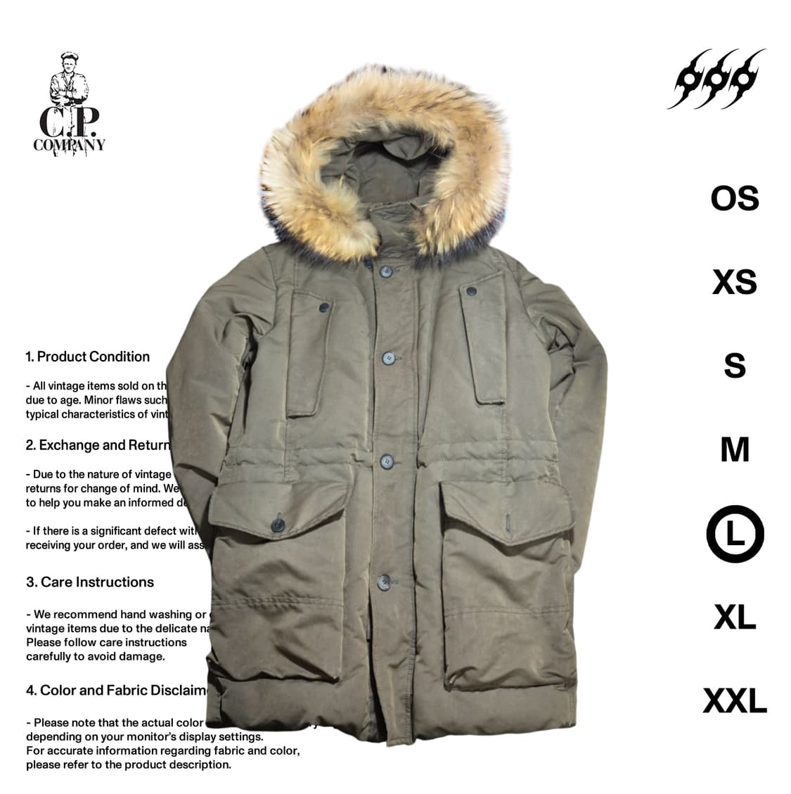 C.P 컴퍼니 라쿤퍼 덕다운 100사이즈 롱패딩 상품이미지1