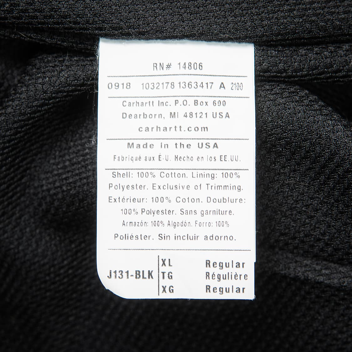 [XL] 칼하트 USA 메이드 J131 덕 액티브 자켓 블랙  상품이미지8