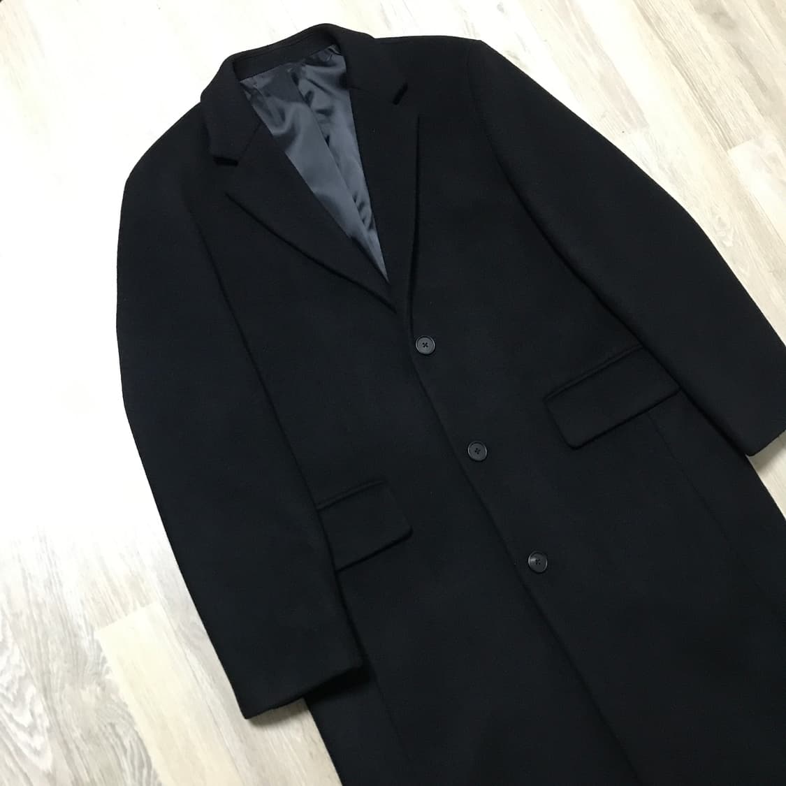 [미착용] 무신사 스탠다드 대디 숄더 싱글 코트 L 블랙 상품이미지2