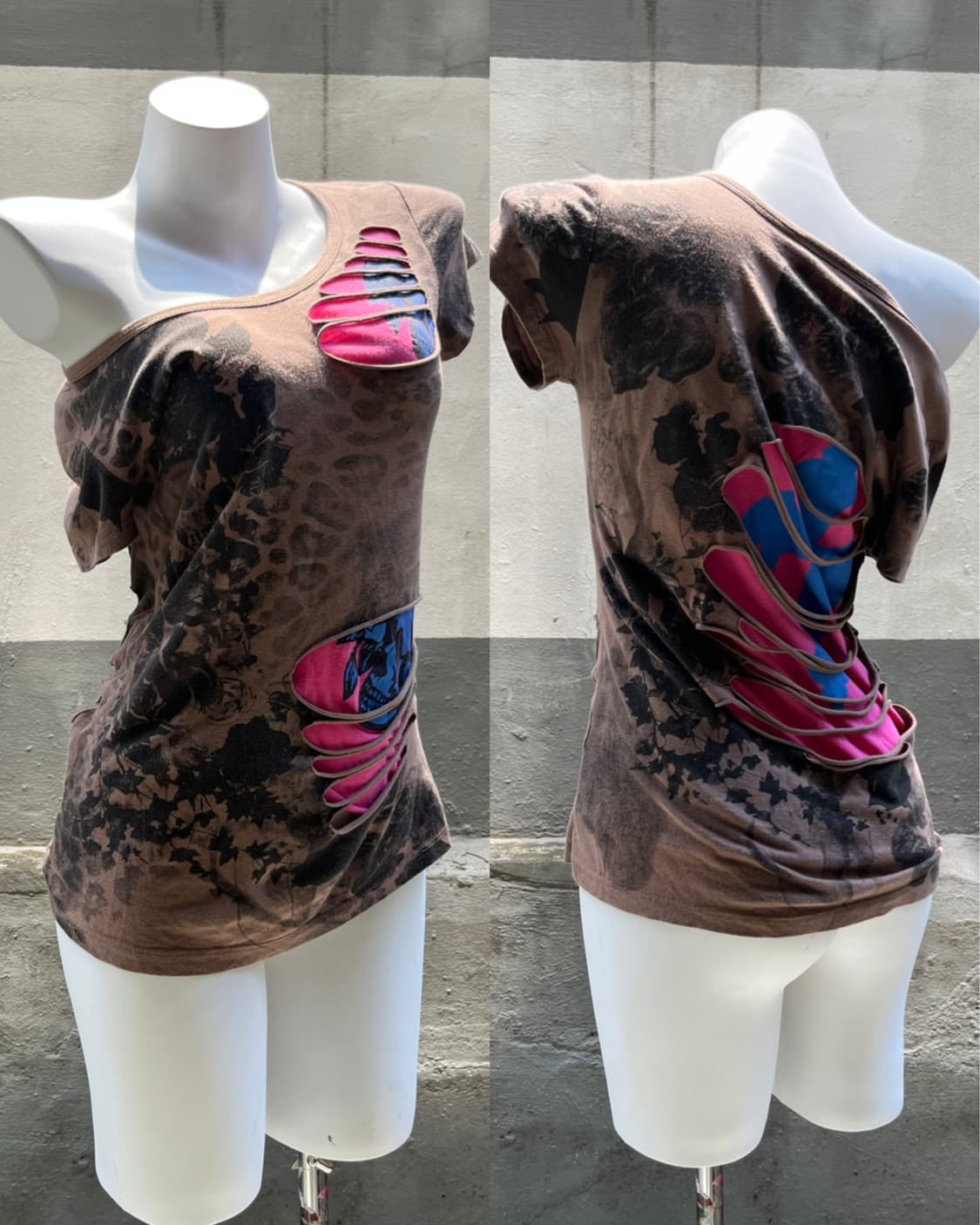 Distressed Cut-Out Leopard Graphic Tee 상품이미지1