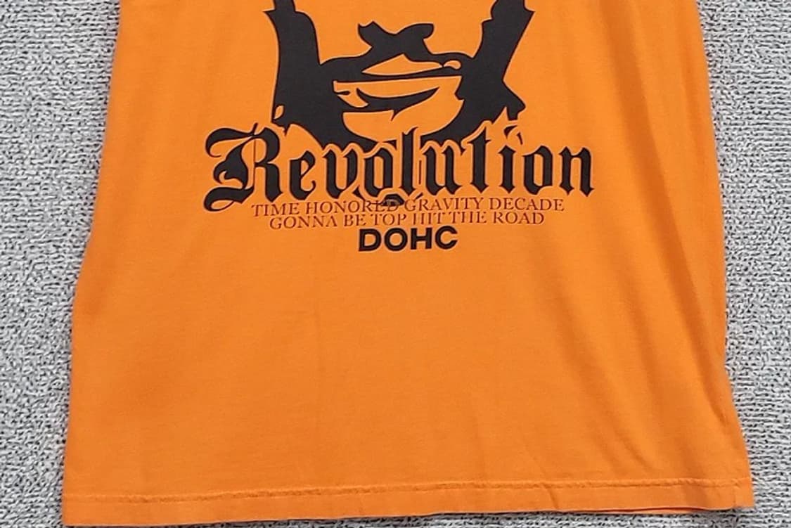 DOHC 빈티지 프린팅 오렌지 반팔티 M 상품이미지4