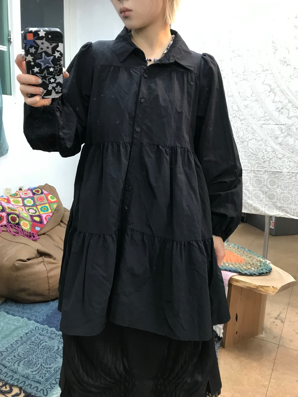 빈티지 여성 검정 셔츠 캉캉 원피스  상품이미지1